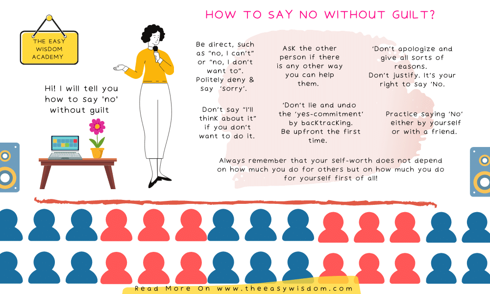 How to say no without feeling guilty? Learn to say no without explaining yourself infographics-www.theeasywisdom.com