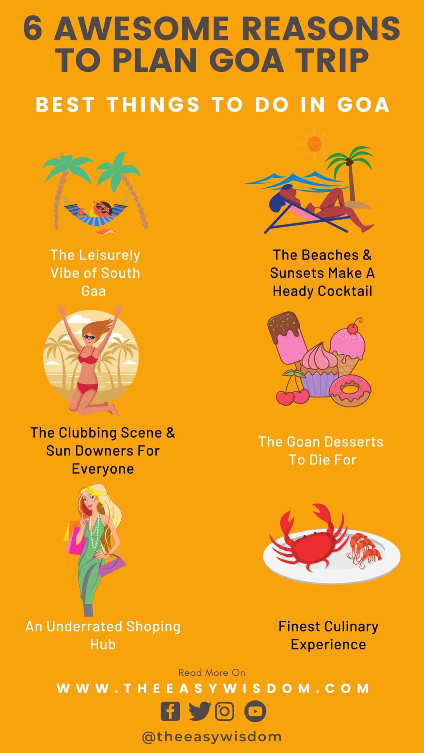6 Awesome Things To Do in Goa-Best Places to Visit in Goa Infographics-The Easy Wisdom
