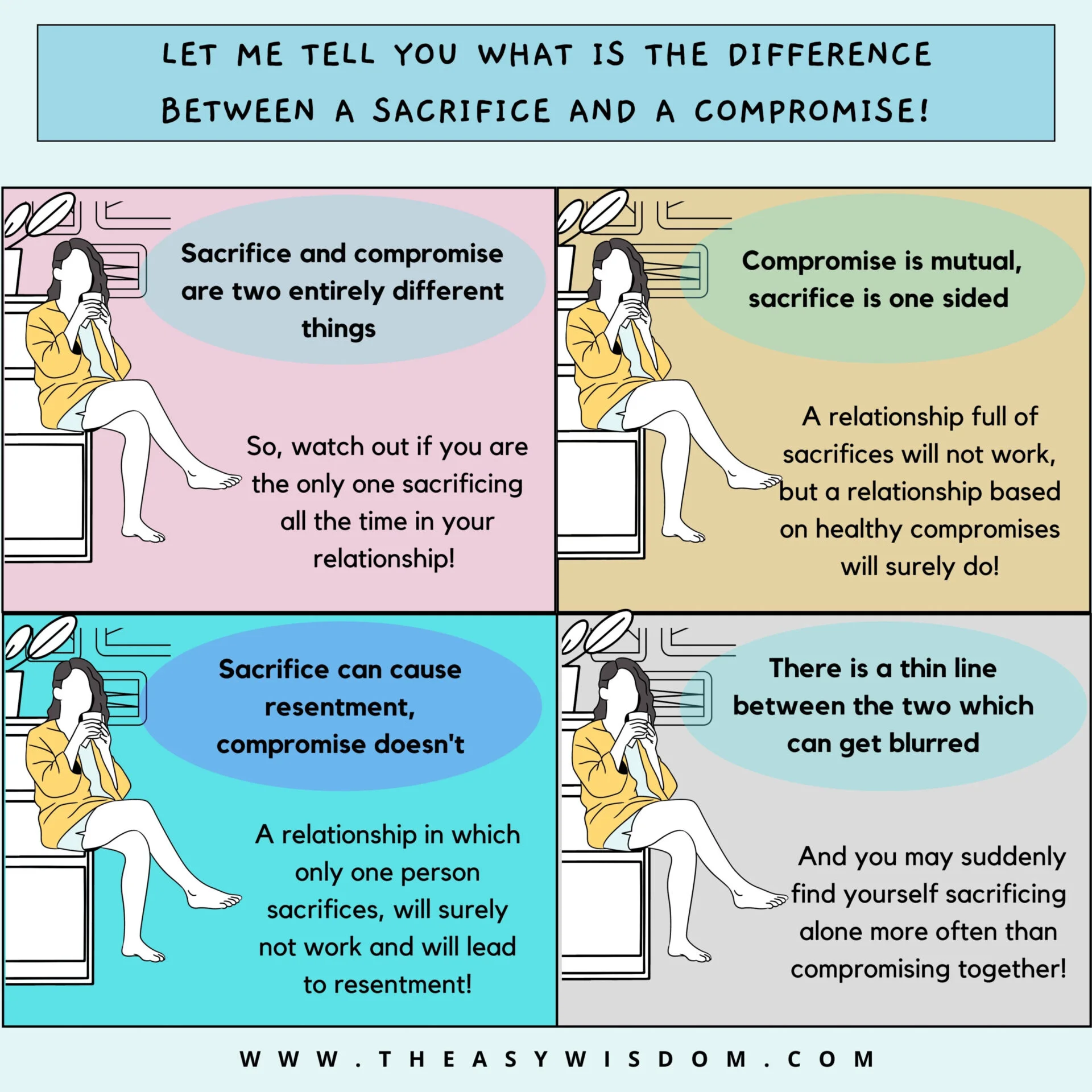 The difference between Sacrifice and Compromise in relationships Infographic-www.theeasywisdom.com
